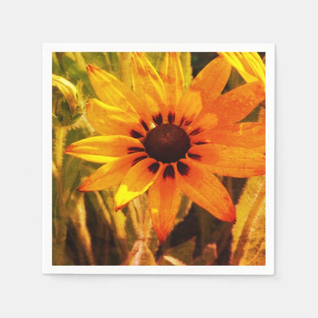 Gult Flower Photo Papper Napkins Pappersservett (Framsidan)