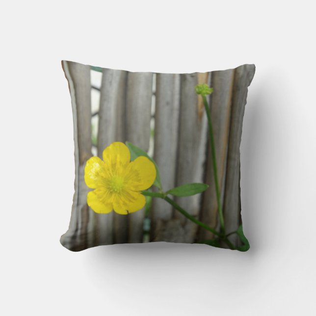 Gult Flower Photo Throw Cushion 41 cm x 41 cm Kudde (Framsida)