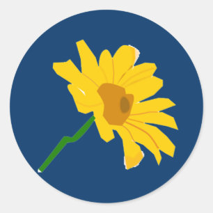 Gult Flower Sticker Runt Klistermärke
