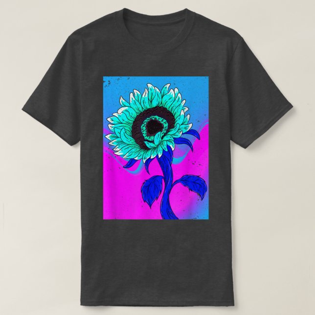 Gult Flower Synthwave Retro Vaporwave Solros T Shirt (Design framsida)