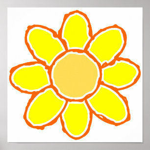 Gult Flower Teckning Poster