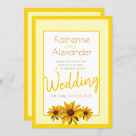Gult Flower Vår Sommar Simple Bröllop Inbjudningar