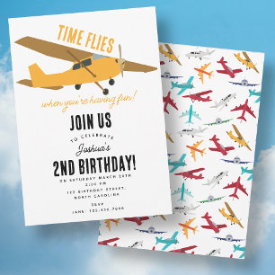 Gult Flygplanets barn 1:a födelsedag Party Inbjudningar