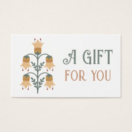 gult folkkonstblomsterpresentkort visitkort