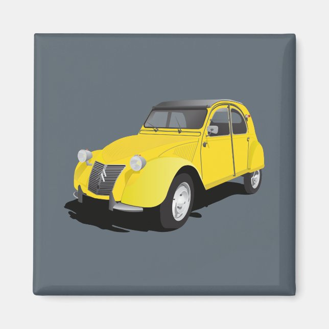 gult för 2CV (deux chevaux) Magnet (Framsidan)