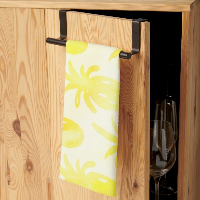 Gult för ananas vattenfärg kökshandduk (Thirds Fold)