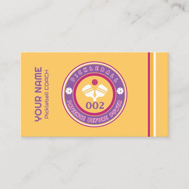gult för anpassadets pickleball visitkort (Framsida)