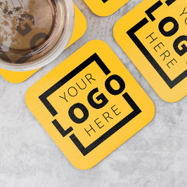 Gult för anpassningsbar Promoted Business Logotyp  Underlägg Papper Kvadrat