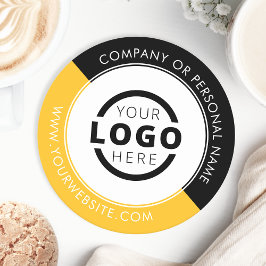 Gult för anpassningsbar Promoted Business Logotyp  Underlägg Papper Rund