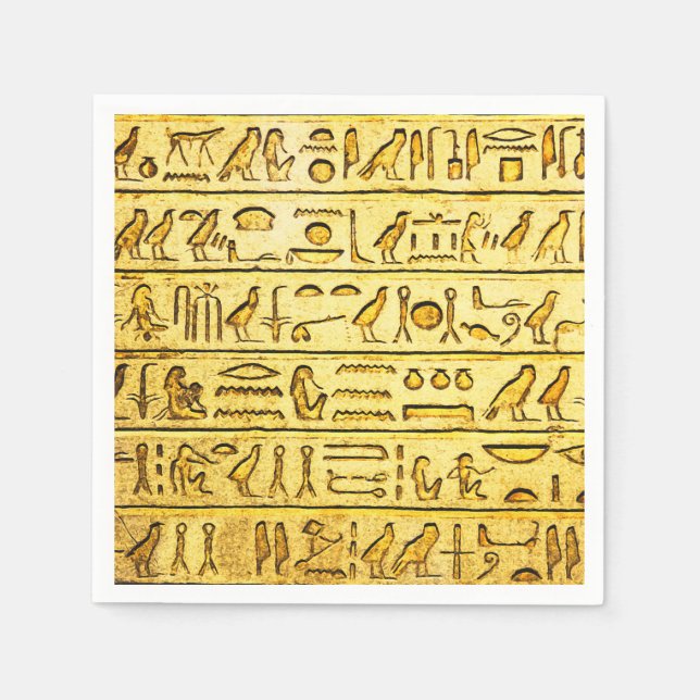 Gult för antika egyptiska hieroglyfer pappersservett (Framsidan)