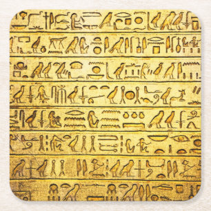Gult för antika egyptiska hieroglyfer underlägg papper kvadrat
