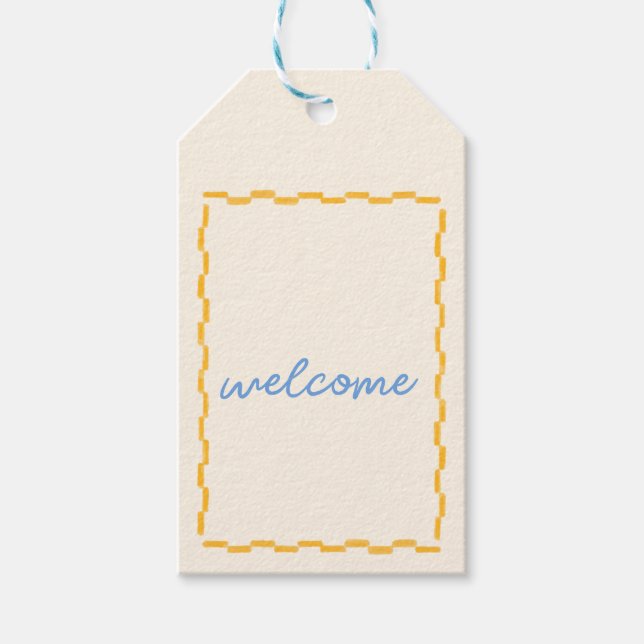 Gult för babyskor, Märkre och blå Presentetikett (Framsidan)