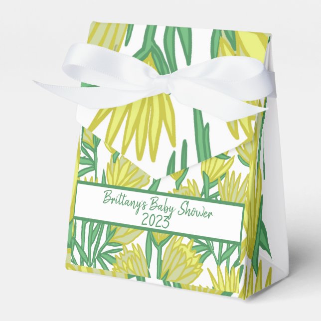 Gult för babyvisningsprogram, ursprunglig Blommigt Presentaskar (Framsidan Sidan)