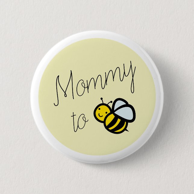 Gult för Bee Mamma Baby Shower Knapp (Framsida)