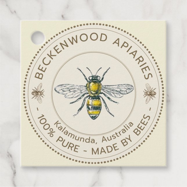 Gult för biodlarens biodlartillägg Märkre för honu Gåvor Etiketter (Framsida)