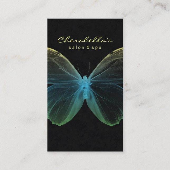 Gult för blått för fjäril för salongvisitkortSpa Visitkort (Framsida)