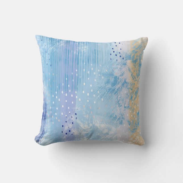 Gult för blåturkos för blandade media i abstrakt kudde (Framsida)