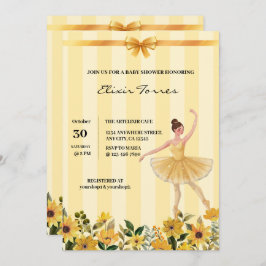Gult för Blommigt Ballerina Ribbon Baby Shower Inbjudningar