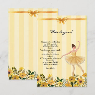 Gult för Blommigt Ballerina Ribbon Baby Shower Tack Kort