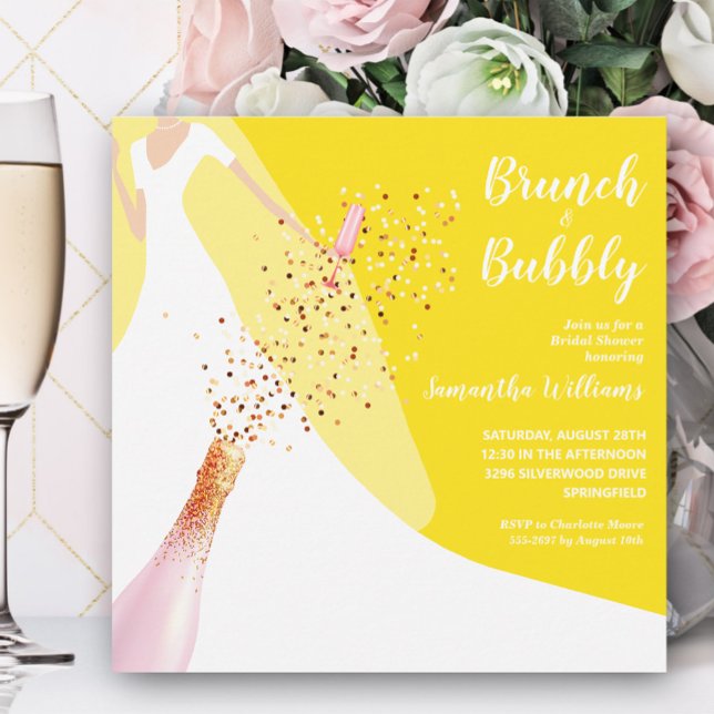 Gult för Brunch och Bubly Möhippa Inbjudningar (Skapare uppladdad)
