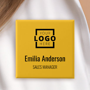 Gult för Business Logotyp Employee Namn Badge Knapp