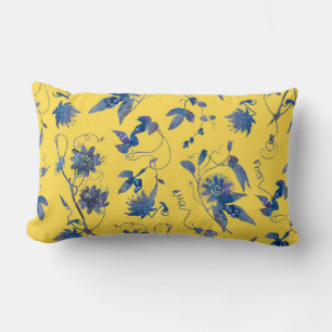 Gult för Classy Snyggt Elegant Blue Passion Flowe Lumbarkudde
