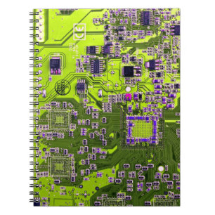 Gult för Computer Geek Circuit Board Neon Anteckningsbok