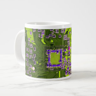 Gult för Computer Geek Circuit Board Neon Jumbo Mugg