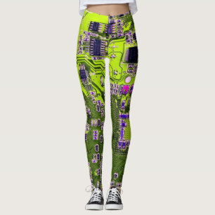 Gult för Computer Geek Circuit Board Neon Leggings