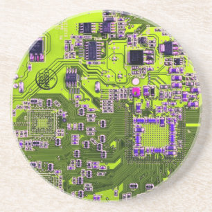 Gult för Computer Geek Circuit Board Neon Underlägg