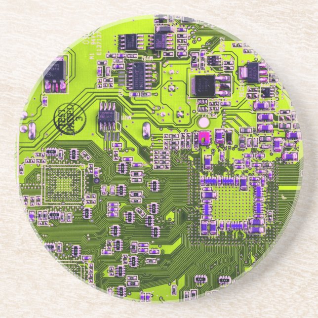 Gult för Computer Geek Circuit Board Neon Underlägg (Framsidan)