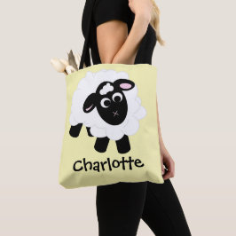 Gult för Cute Tecknad Sheep Namn Togo Bag Tygkasse