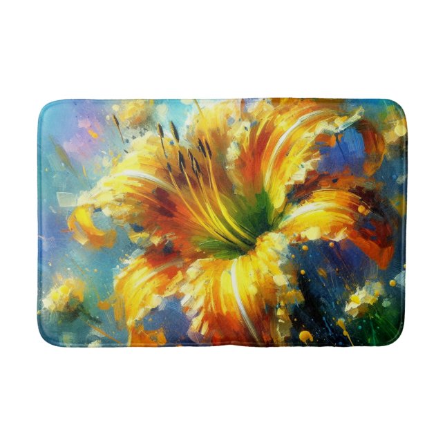 Gult för daglig Blommigt Impressionistisk målning Badrumsmatta (Framsidan)