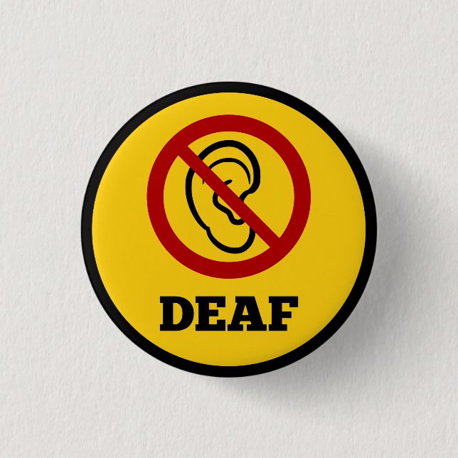 gult för dövets symbol knapp (Framsida)