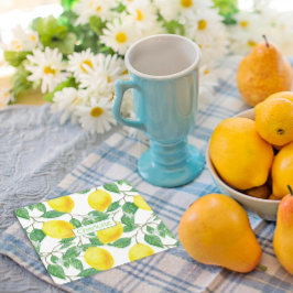 Gult för eget namn för Lemon mönster Underlägg Papper Kvadrat