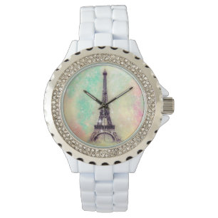 Gult för Eiffel tornpastell Armbandsur
