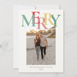 Gult för enkel merry Photo Flat Red Grönt Julkort