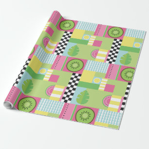 Gult för färglös sommarfrukt rosa grönt mosaik presentpapper