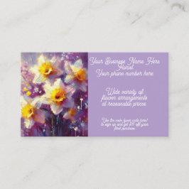 Gult för Florist Flower Arrangemang Daffodil Lila Visitkort