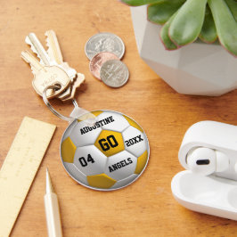 Gult för fotboll och vit nyckelkedja nyckelring