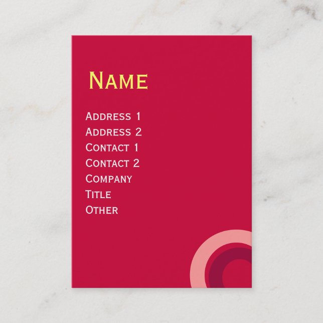 GULT FÖR GEOMETRISK CIRCLE Red Rosa ABSTRAKT Visitkort (Framsida)