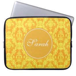 gult för golden damask monogram av elegant laptop sleeve