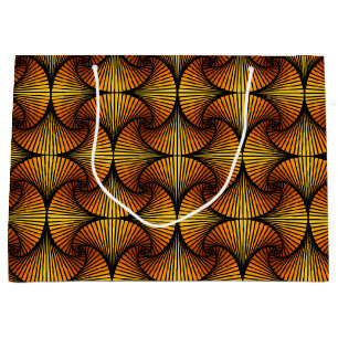 Gult för grafisk geometrisk 3D Scallop Fläkt-Orang
