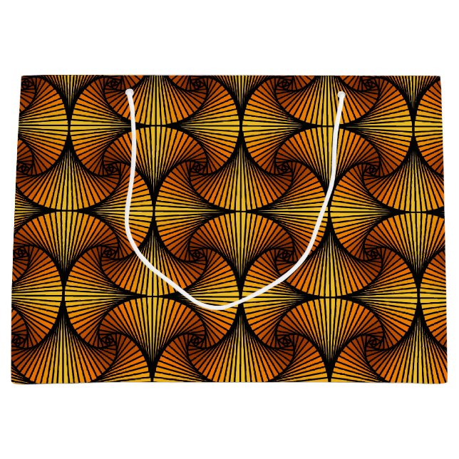 Gult för grafisk geometrisk 3D Scallop Fläkt-Orang (Framsidan)