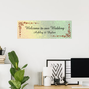 Gult för höstskuggor Grönt Välkomsthälsning Bröllo Poster