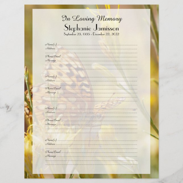 Gult för inloggningssida för Memorial Bok-fyllare (Framsida)