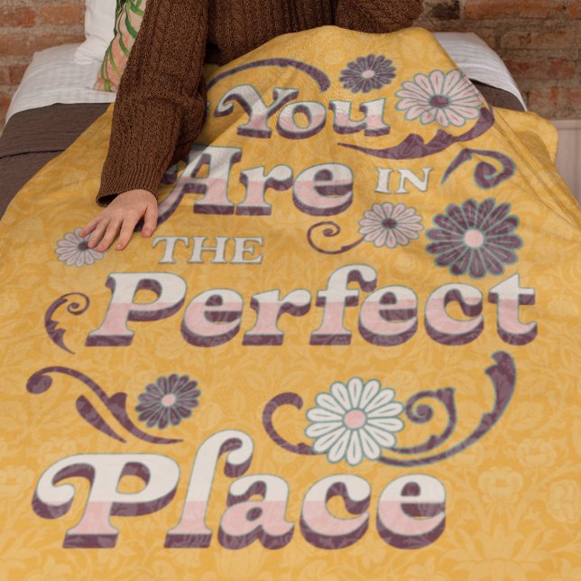 Gult för inspirationsoffert för Cute Retro-typogra Fleecefilt (Skapare uppladdad)