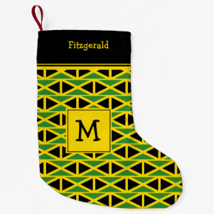 Gult för JAMAICA Flagga Monogram-Anpassningsbar Liten Julstrumpa