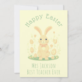 Gult för lektor i Cute Påskhare Preschool Teacher Julkort