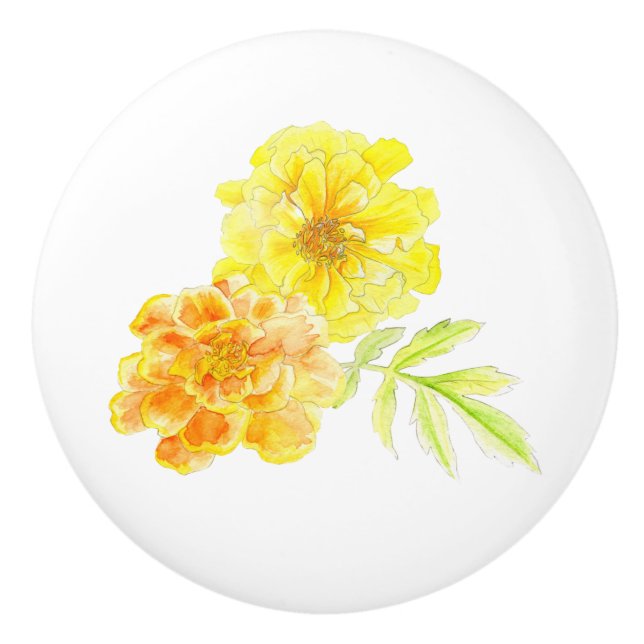 Gult för marigolds, orangens knapphandtag knopp (Framsidan)